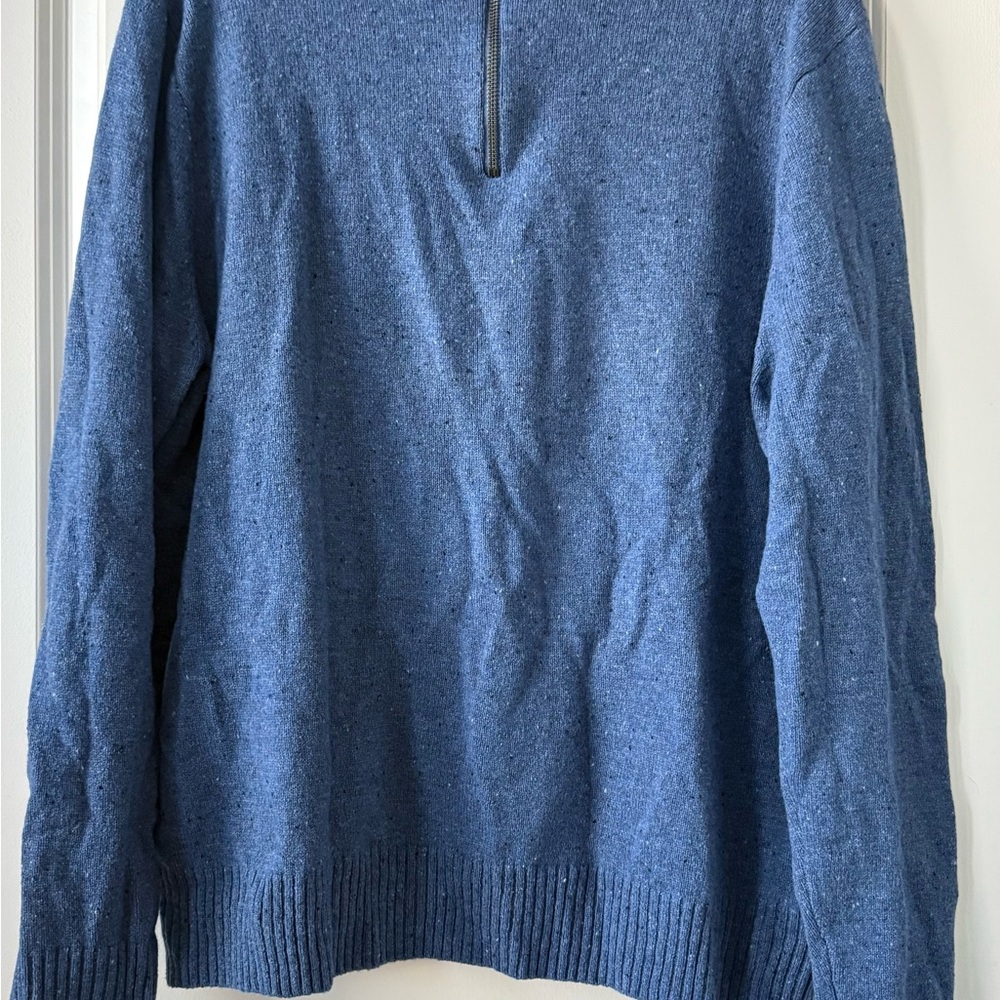 J.CREW Marled Carbon Rugged Merino Wool-Blend Half-Zip Sweater Blue Size Xl